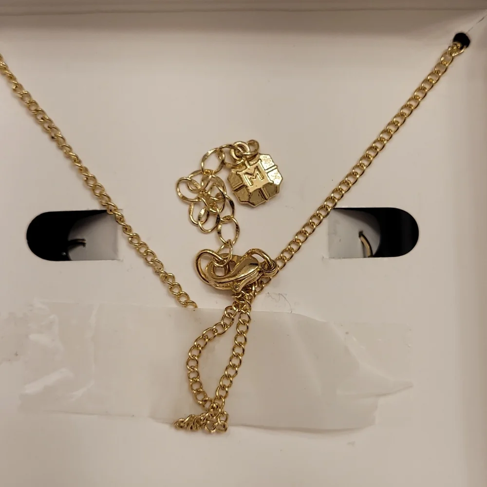 Monet gold tone blue stone set of necklace and earrings in a box. - Picture 2 of 2